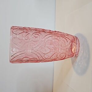 Sweet Heart Medley Pink Pressed Glass Vase